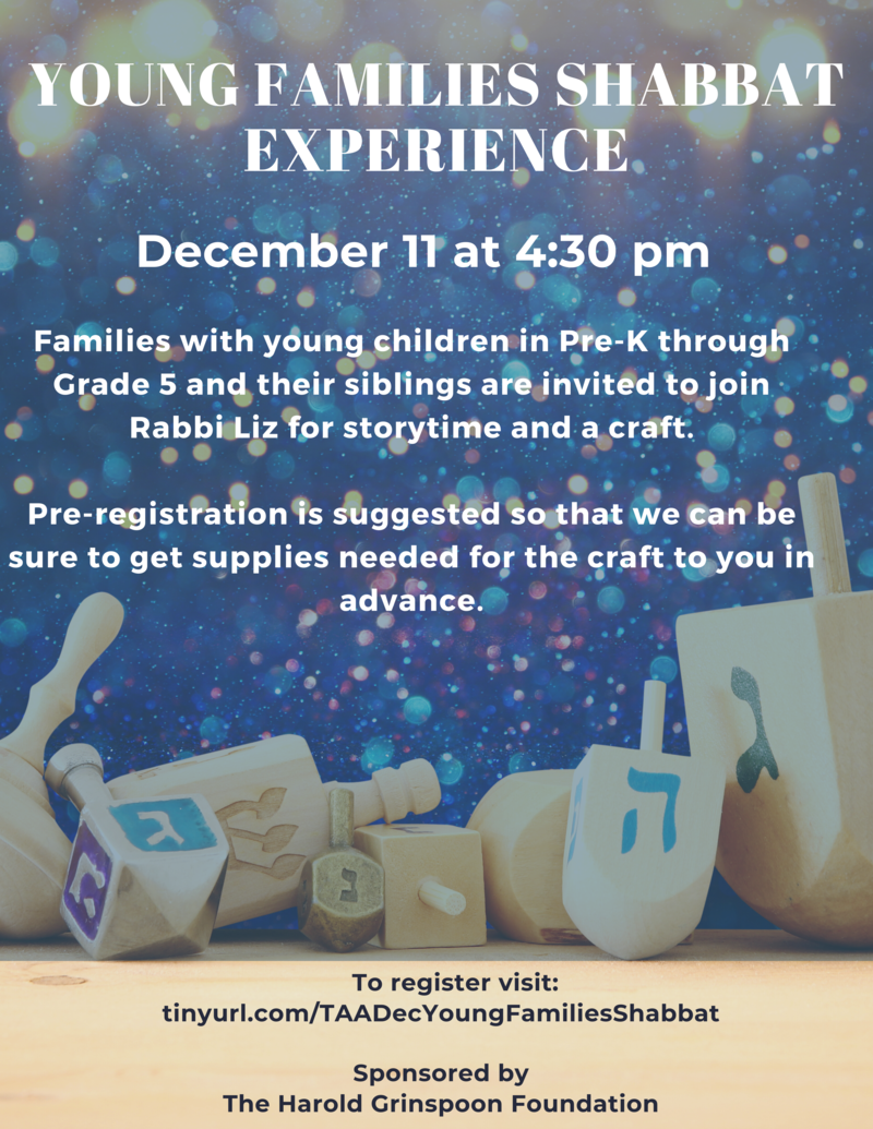 Banner Image for Young Families Shabbat Experience - Dec 2020