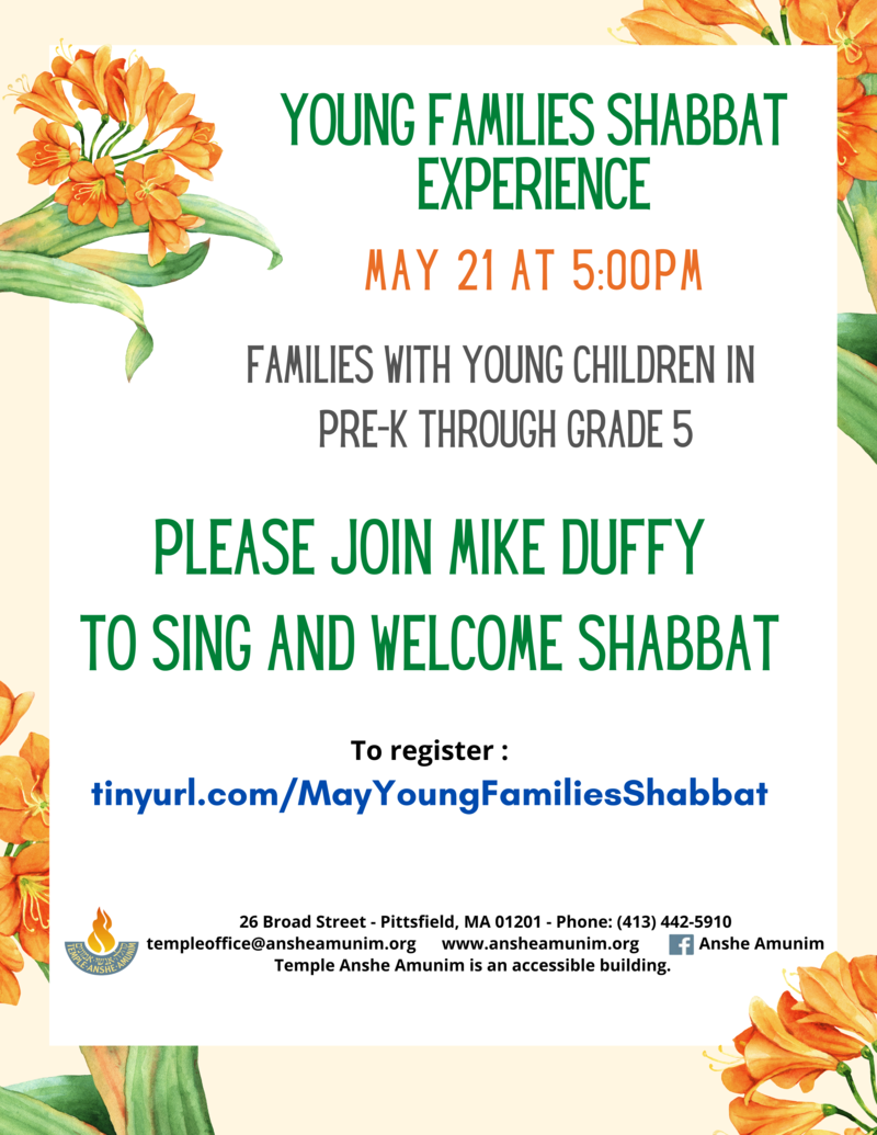 Banner Image for Young Families Shabbat Experience - May 2021