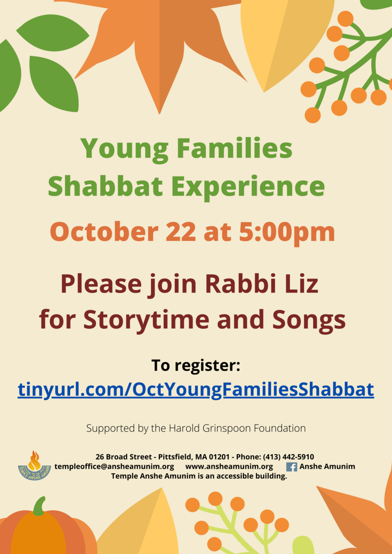 Banner Image for Young Families Shabbat Experience - October 2021