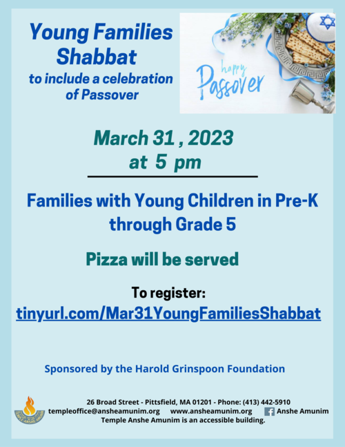 Banner Image for Young Families Shabbat - March 31, 2022