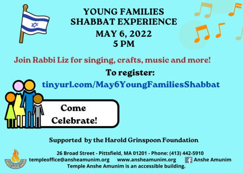Banner Image for Young Families Shabbat Experience - May 2022 